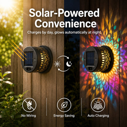 Solar Mandala Wall Light | Outdoor Garden Fence Projector Lamp πͺπ