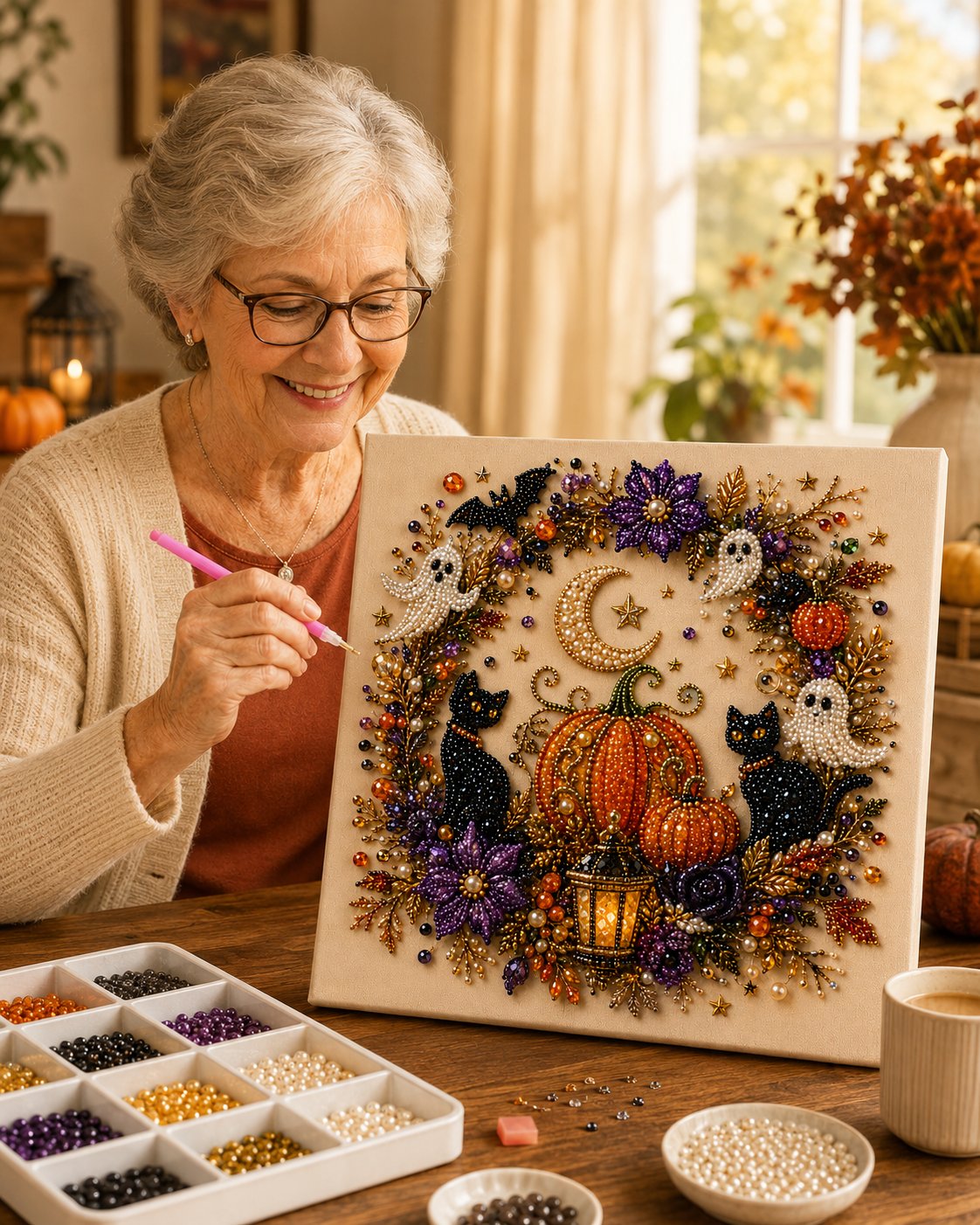 🔥Last Day 70% OFF - 👻✨Halloween Ghost Pearl Art DIY Kit