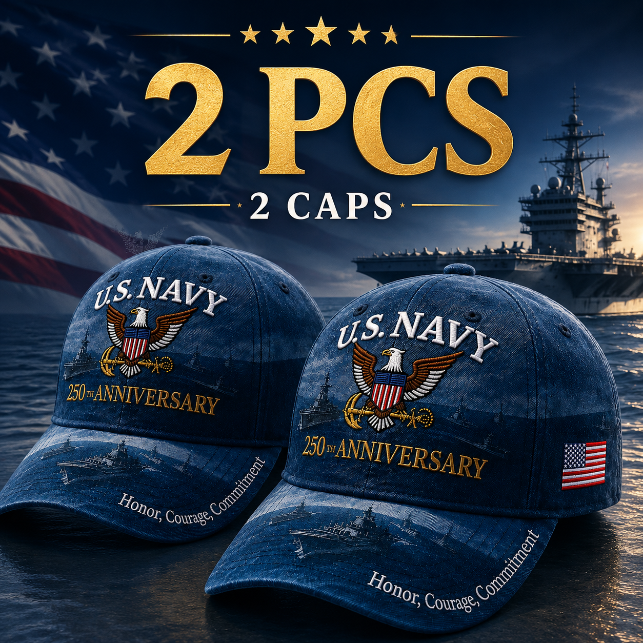 🔥 Father’s Day Sale - ❤️ U.S. Navy 250th Anniversary Commemorative Cap 🇺🇸