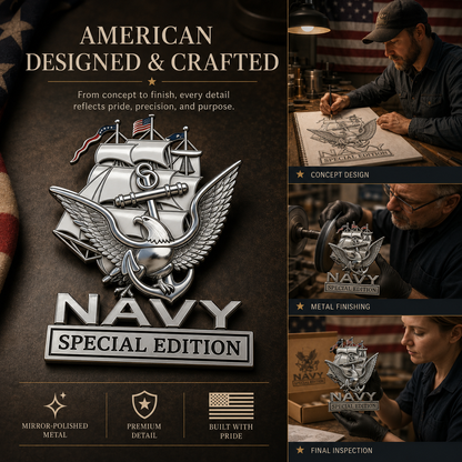 🔥 Father’s Day Sale -🎁U.S. Navy Special Edition Metal Vehicle Badge