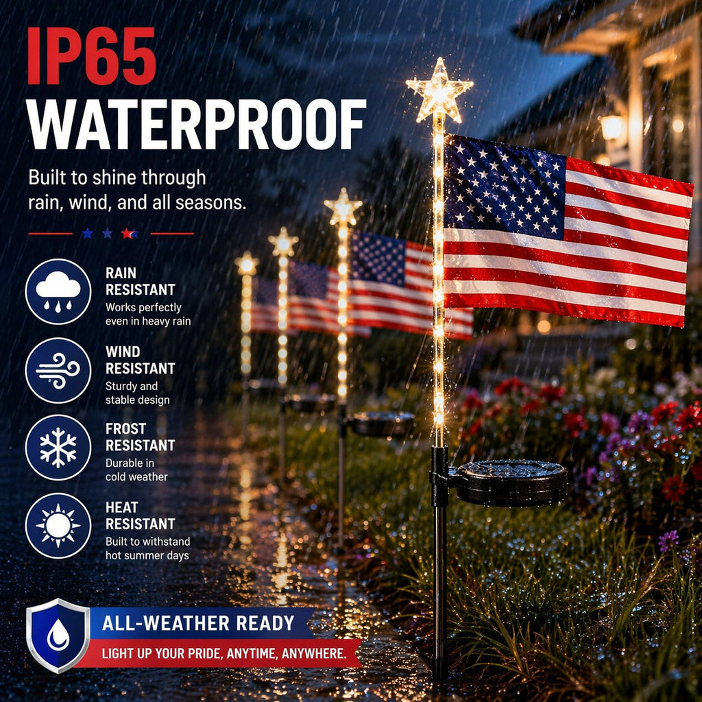 🔥LAST SALE 49% OFF-✨8 Solar American Flag Pathway Lights – Red, White & Blue Yard Glow for 250th Independence Celebration 🇺🇸