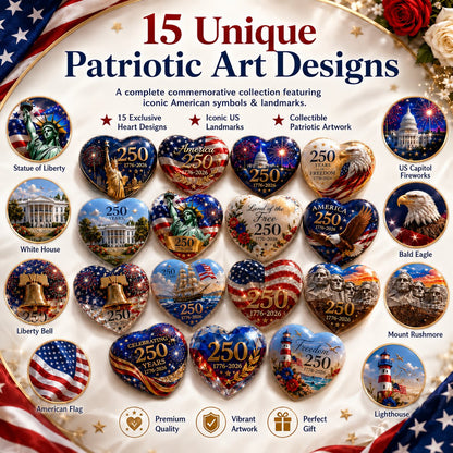 America 250th Anniversary Heart Ornament Collection | 15-PieceSet