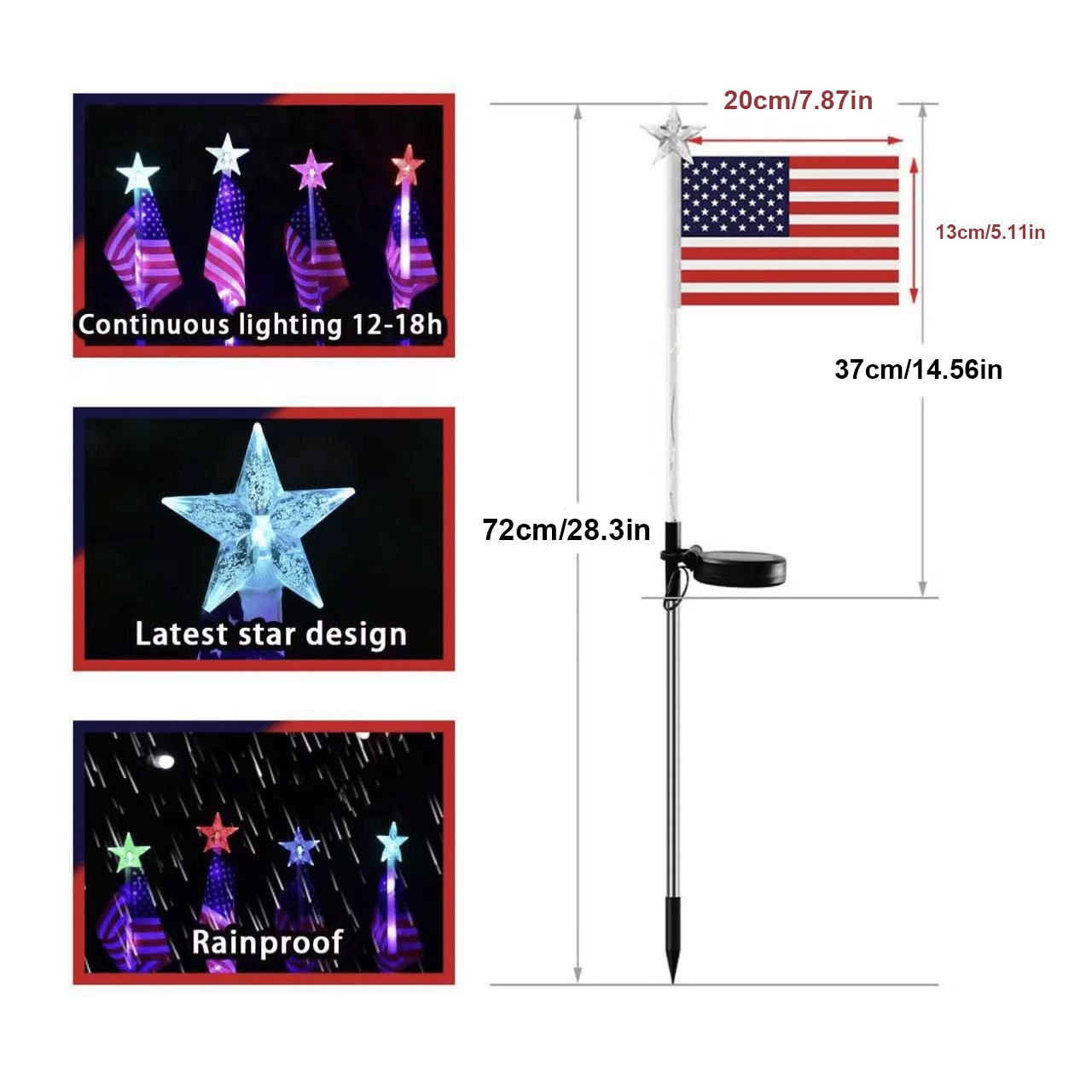 🔥LAST SALE 49% OFF-✨8 Solar American Flag Pathway Lights – Red, White & Blue Yard Glow for 250th Independence Celebration 🇺🇸