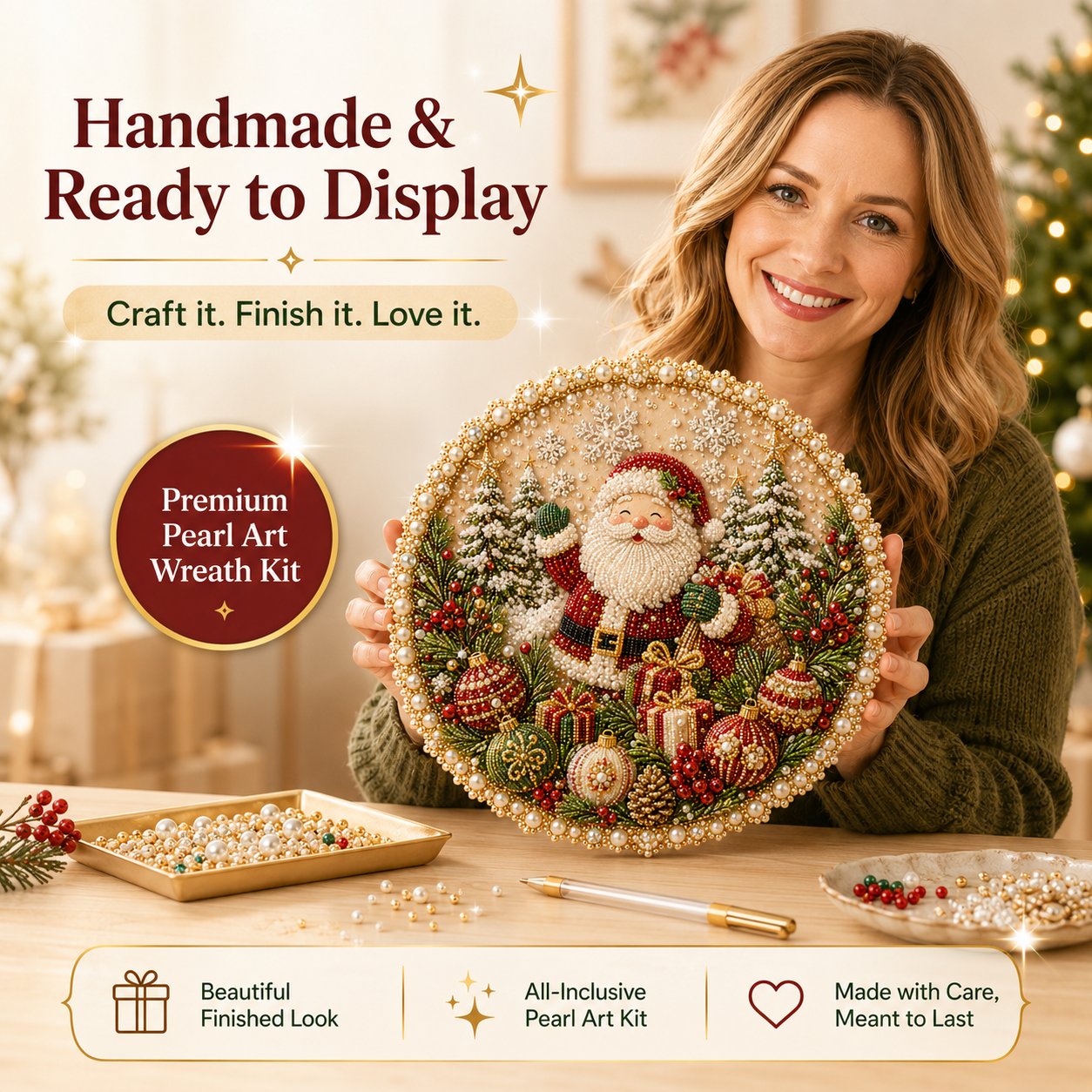 🔥Last Day 70% OFF - 🌸🌻🍂🎄 Four Seasons & Holiday Pearl Art Hanging Wreath Kit ✨(📦Buy 2 Free Shipping)