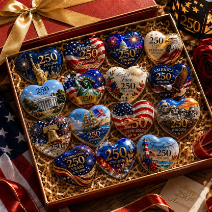 America 250th Anniversary Heart Ornament Collection | 15-PieceSet