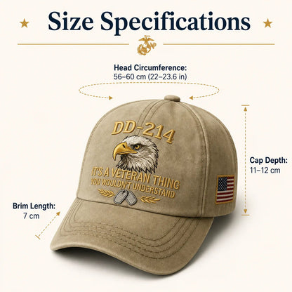 DD-214 Veteran 3D Embroidered Cap -🎁 Free Honor Coin With Every Cap Purchase