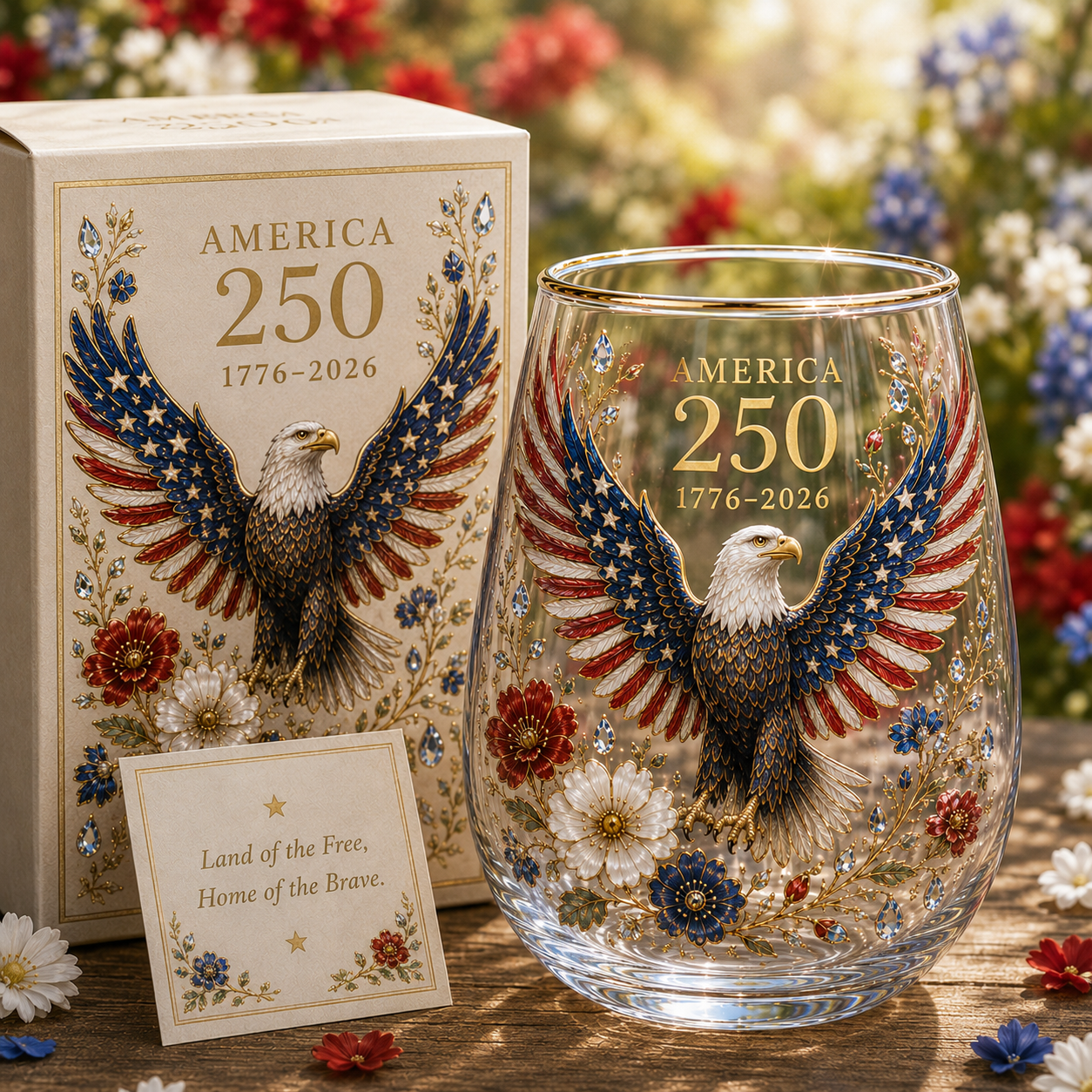 America 250 Eagle Glass Tumbler