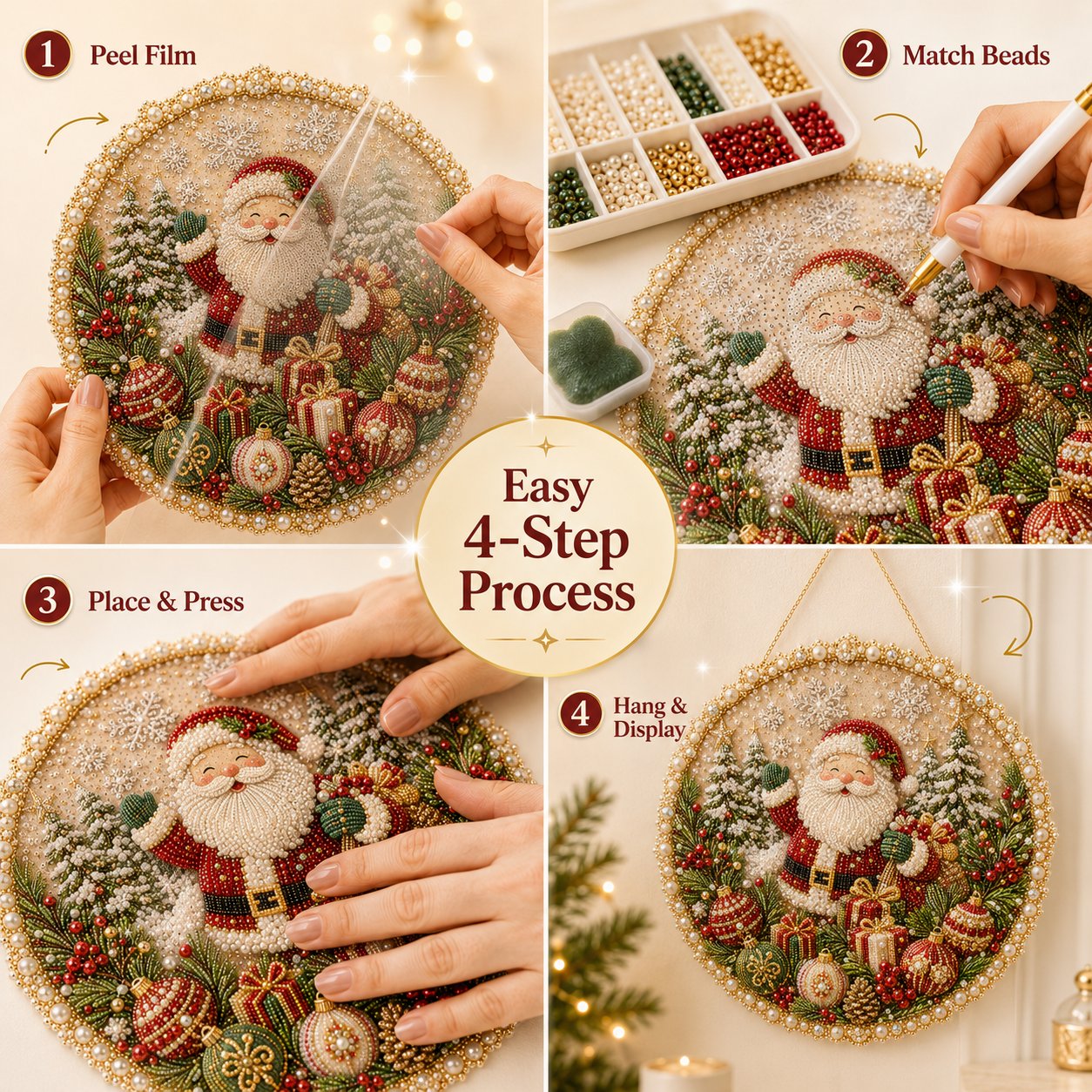 🔥Last Day 70% OFF - 🌸🌻🍂🎄 Four Seasons & Holiday Pearl Art Hanging Wreath Kit ✨(📦Buy 2 Free Shipping)