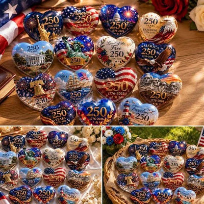 America 250th Anniversary Heart Ornament Collection | 15-PieceSet