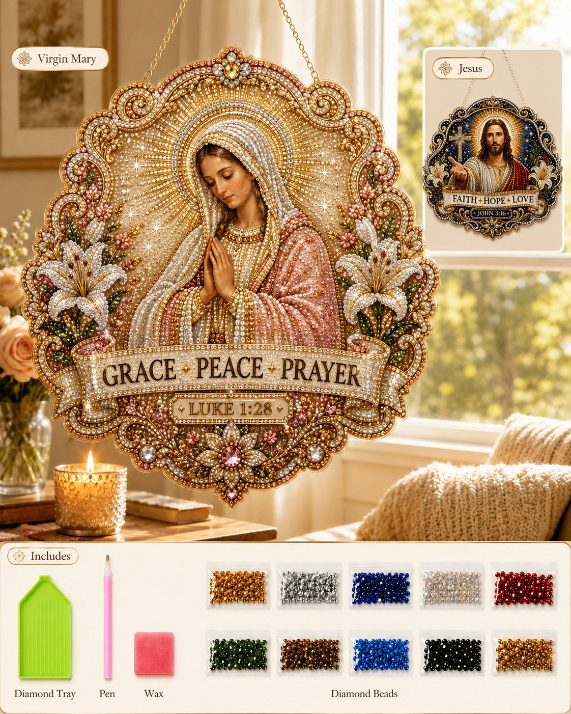 Last day 70%OFF🙏✝️Christian Diamond Art Hanging Ornament Kit