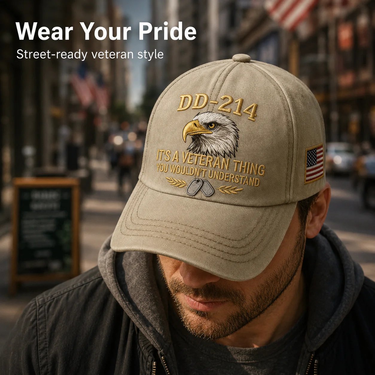 DD-214 Veteran 3D Embroidered Cap -🎁 Free Honor Coin With Every Cap Purchase
